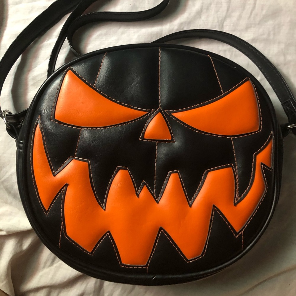 Handmade 2sided Love Pain & Stitches pumpkin purse